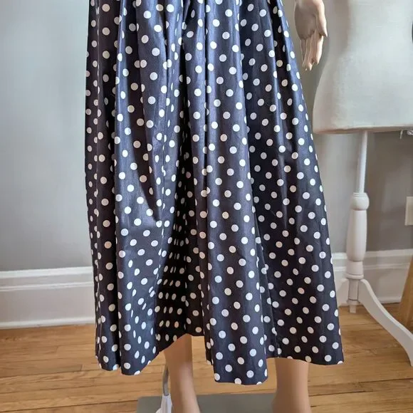NWT Vintage 90s Laura Ashley Maxi Dress Navy Polka Dot Cottagecore Size 4 - Picture 11 of 16